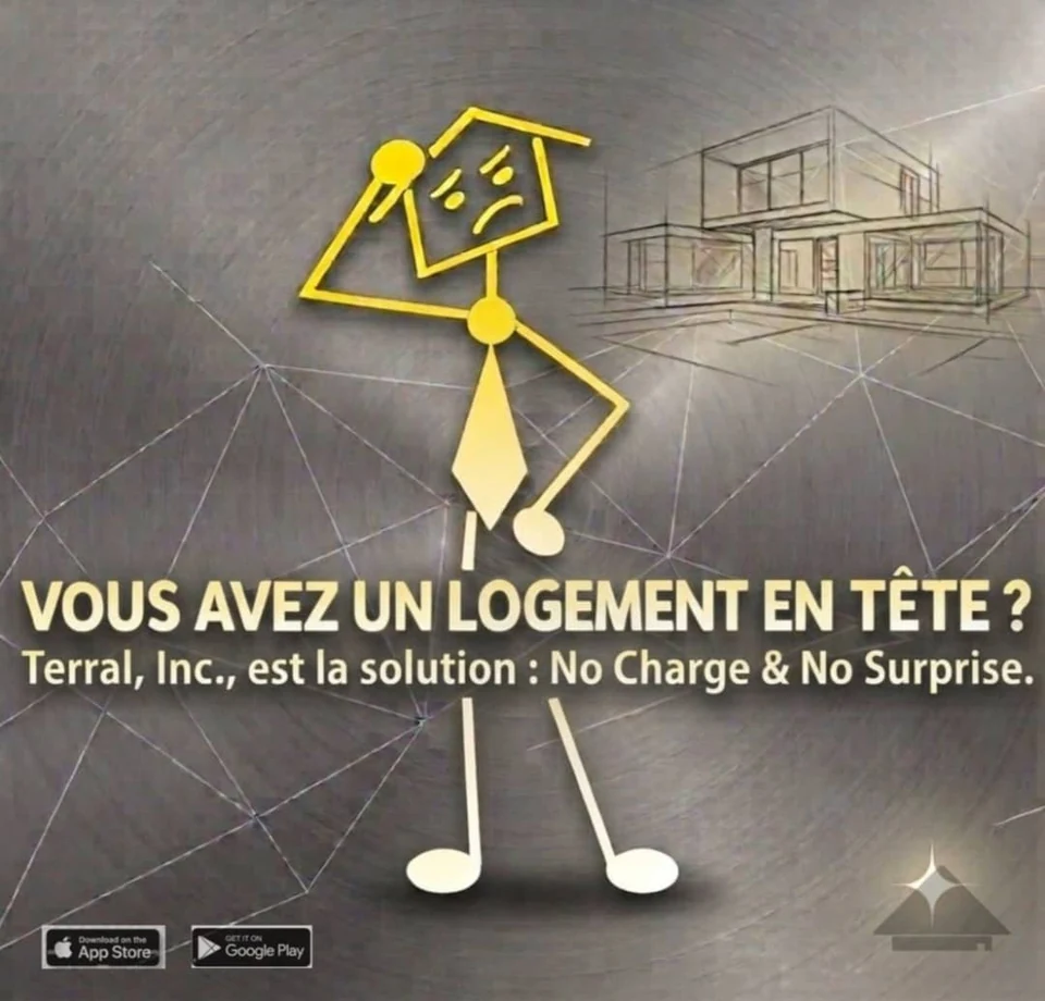Affiche Terral : Vous avez un logement en tête ? Terral, Inc. est la solution : No Charge & No Surprise.